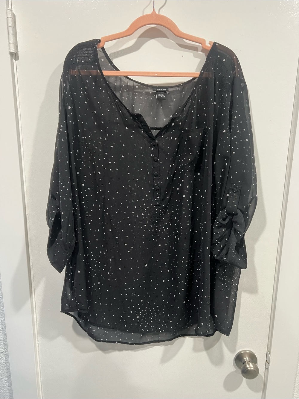 torrid Black Star Print Henley Blouse
